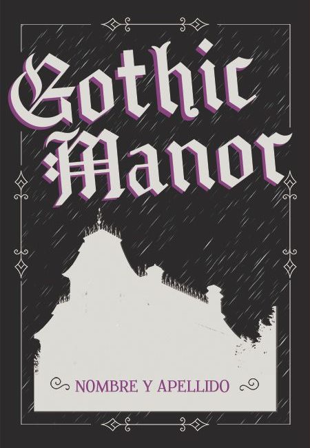 portada para libro de terror misterio de una mansion gotica minimalista